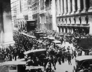 Confusão na frente da bolsa em outubro de 1929